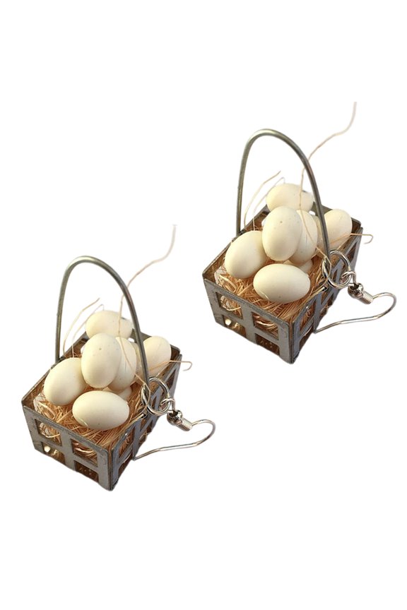 Portable Sturdy Alloy Small Eggs Earrings in Blue Vibranting Color Designs for Easters Parties and Holiday Gatherings