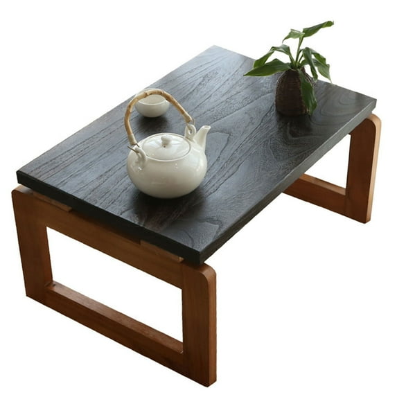 Portable Sturdy Floor Table Wooden Folding Coffee Table Low Tea Table Tea Picnic Table Asian Style Brown Coffee Table for Living Room, Home, Office