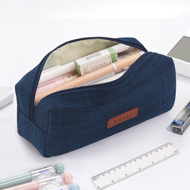 GLUAAE Portable Stylish Pen Bag,Stationery Pouch,Multi-Colored Pencil Bag,Cosmetic Pouch Bag,Compact Zipper Bag (Blue)
