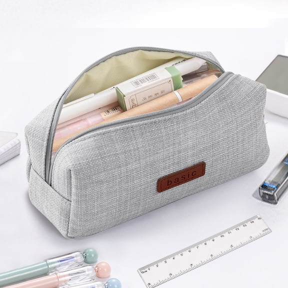 SOMNR Portable Stylish Pen Bag,Stationery Pouch,Multi-Colored Pencil Bag,Cosmetic Pouch Bag,Compact Zipper Bag (Gray)