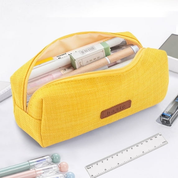 GLUAAE Portable Stylish Pen Bag,Stationery Pouch,Multi-Colored Pencil Bag,Cosmetic Pouch Bag,Compact Zipper Bag(Yellow)