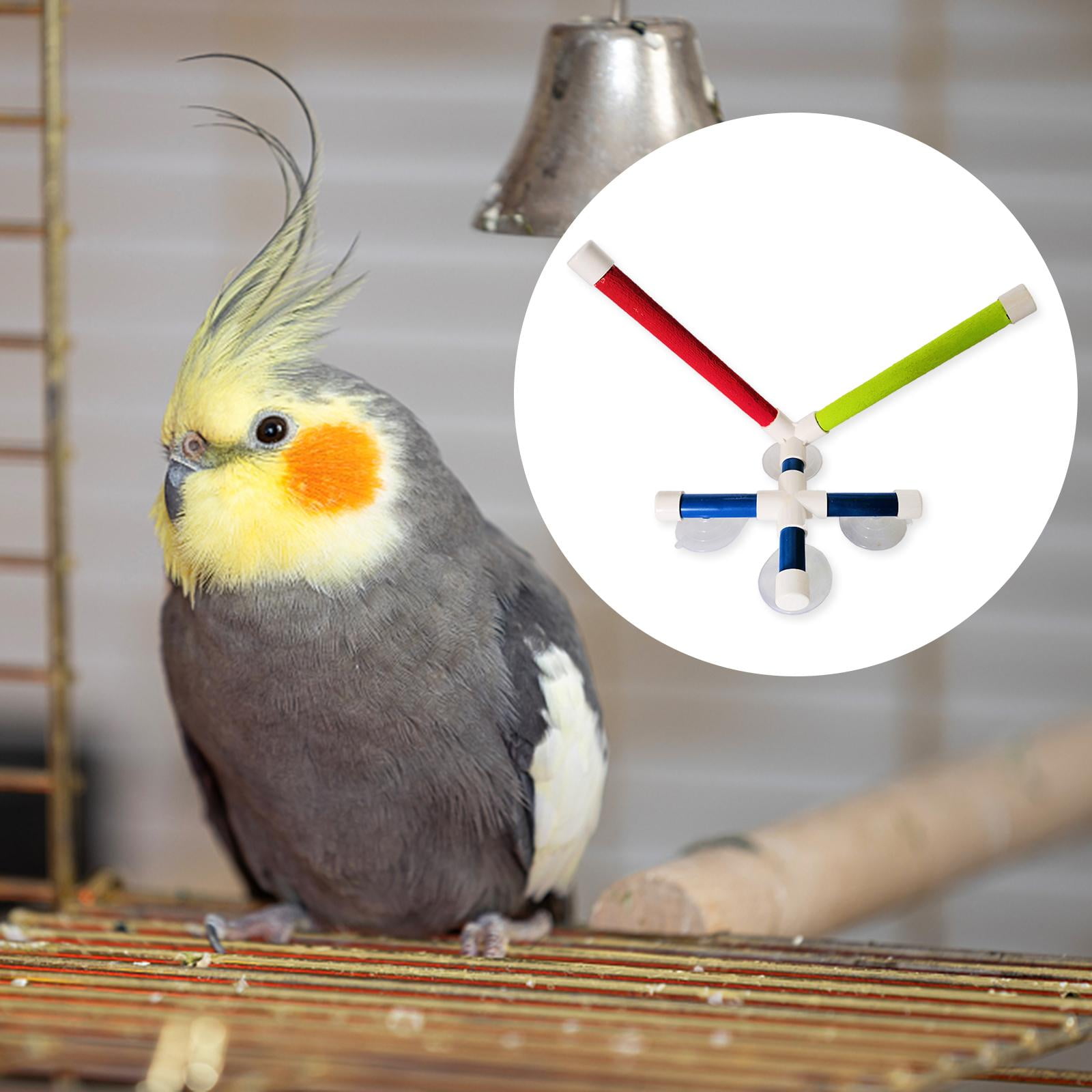 Portable Suction Cup Bird Window Shower Perch Stand Platform Toy for