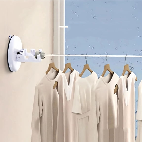 Portable Suction Cup Clothesline Retractable Indoor Outdoor Drying Line Easy Install Balcony Extension Rope Strong Hold for Laundry Travel or Home Use No Drilling Required Gift