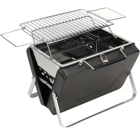Portable Suitcase Design Charcoal Grill and Smoker, Foldable Compact Grill for Travel, Camping, Outdoor Cooking, Backyard, and Picnic Use