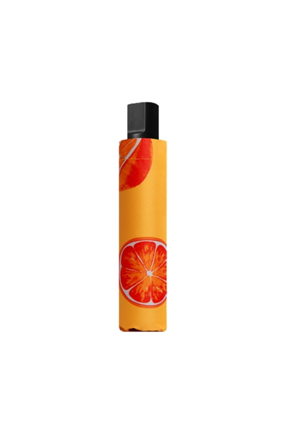 Portable Sun Blocking Umbrellas With Black Coating, Fruit Print Umbrellas