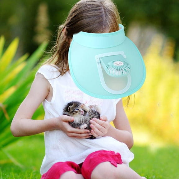 Portable Sun Visor Hat with Built-in Rechargeable Fan, Adjustable UV Protection Cap for Outdoor Activities