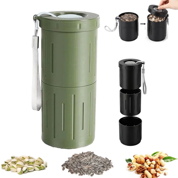 Portable Sunflower Seed Cup with Shell Spit Cup Leak-Proof Waste Collector 2-in-1 Spit Cup Keeps Seeds & Shells Separate,Portable Nut & Seed Shell Disposal Cup for Car Travel Sports & Outdoor Gifts
