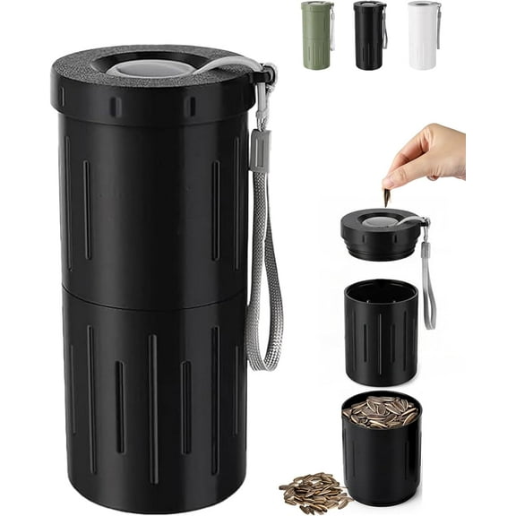 Portable Sunflower Seed Spit Cup, 2-in-1 Nut Snack Container with Shell Disposal & Lanyard, Travel-Friendly Holder for Car & Sports (3.5" x 7.8")