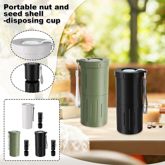 Portable Sunflower Seed Spittoon Cup 2-in-1 Snack Storage & Shell Disposal Travel Ashtray Design for Car Office Outdoor Camping Fishing