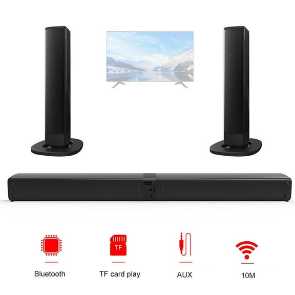 Portable Surround Sound Bar Bluetooth 2 Speaker in 1 Subwoofer TV Home Theater