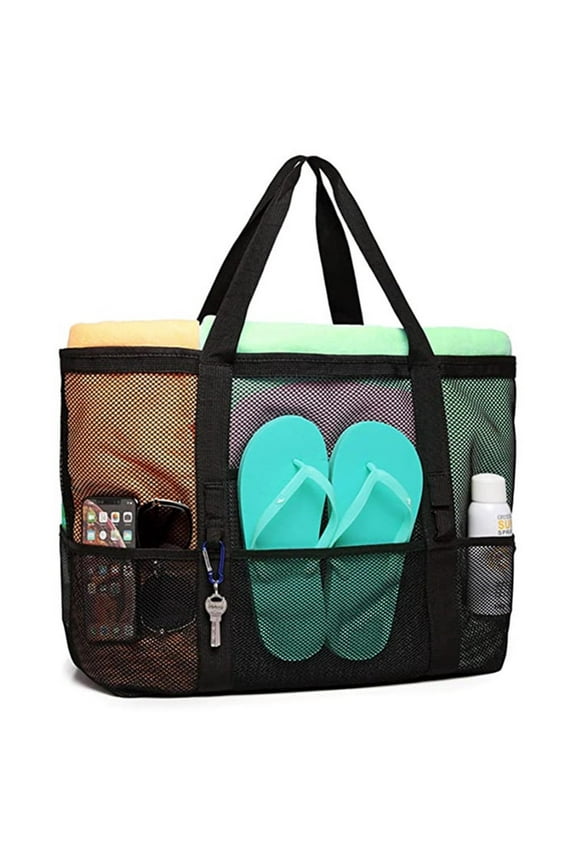 Portable Swimming Beach Bag Swimsuit Mesh Storage Bag Large Mesh Travel Sports Handbag 9 Pockets Outdoor Travelling Supplies