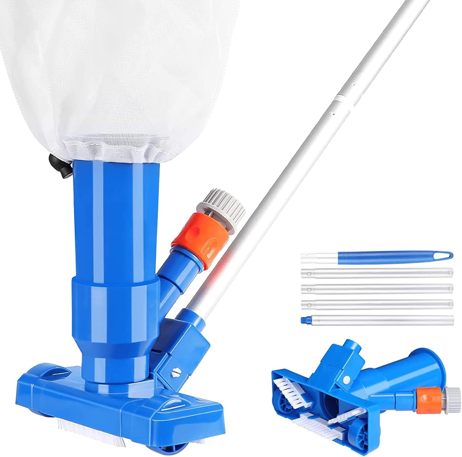 Portable Swimming Pool Vacuum Jet Underwater Cleaner with 5Section Pole Handheld Pool Leaf