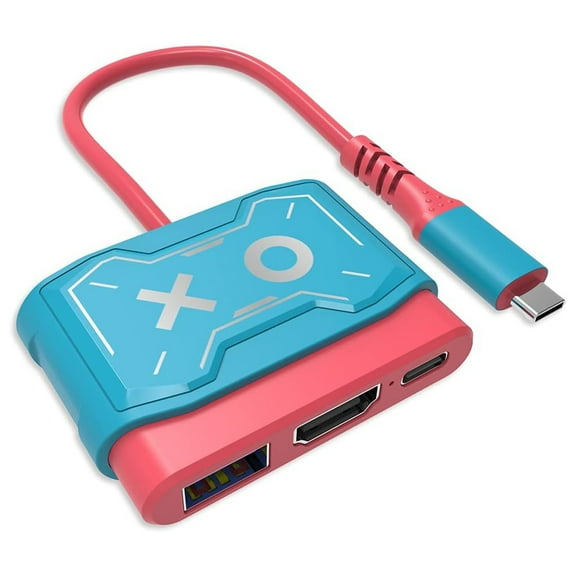 Portable Switch TV Dock, USB C to HDMI Adapter 4K HD Resolution PD Fast Charging 60W-Red Blue