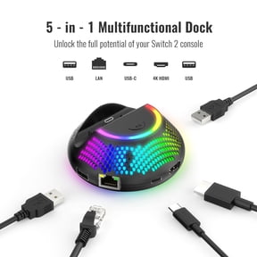 Portable TV Docking Station for Nintendo Switch 2/Switch OLED - NS2 Host Video Converter with Gigabit Ethernet Port, Built-in Cooling Fan, 4K HDMI Output, Compact Travel Dock