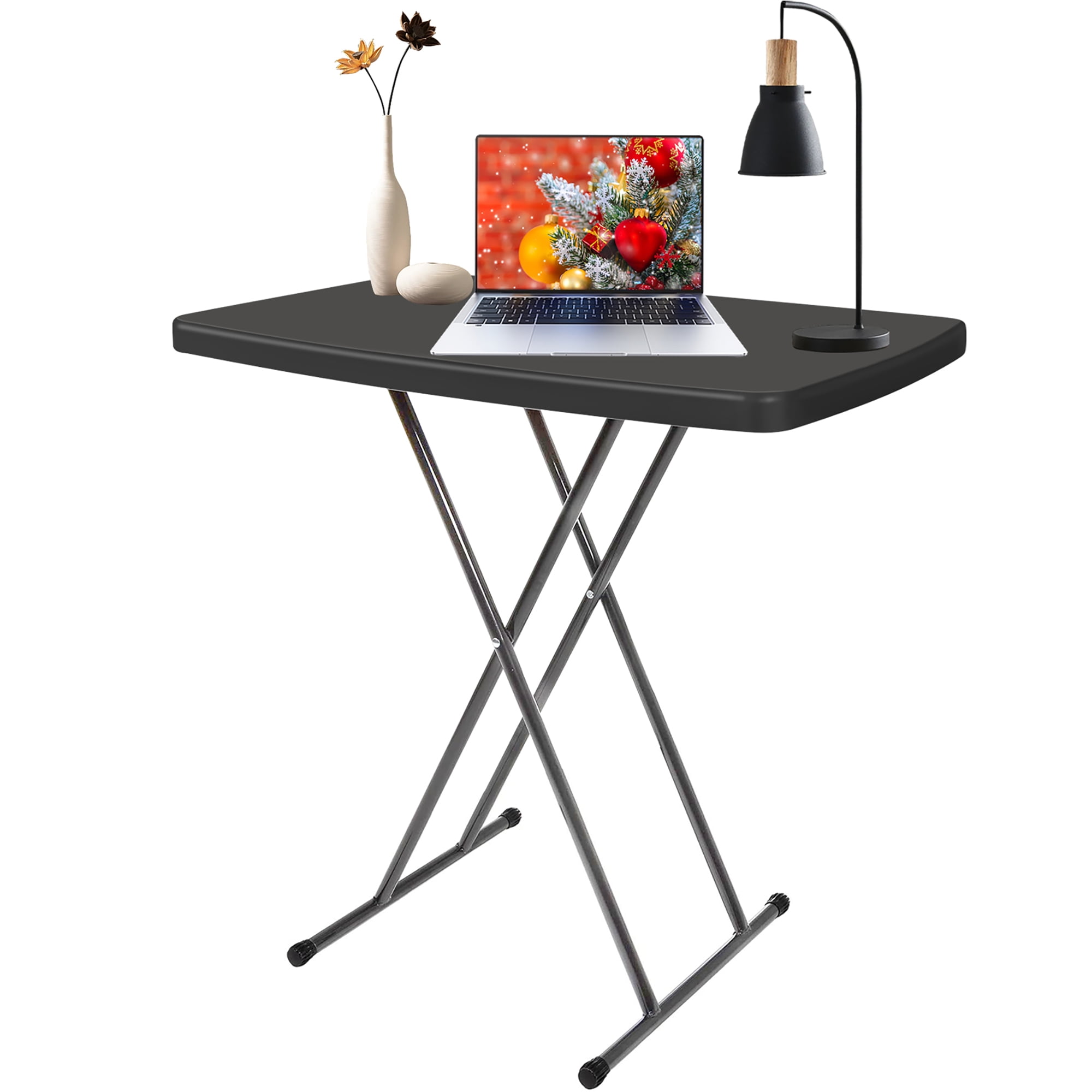 Portable TV Tray Table Small Folding Table for Camping Dining Adjustable Height Easy Fold Lightweight Indoor Outdoor 30 Inch Black Walmart