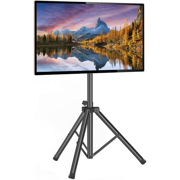Portable TV Tripod Stand Tilt Mount for 32-70 inch LED LCD OLED Flat Screen TVs/Monitors, Height Adjustable Foldable Mount Stand, Black Floor Display Stand with Max VESA 600x400mm