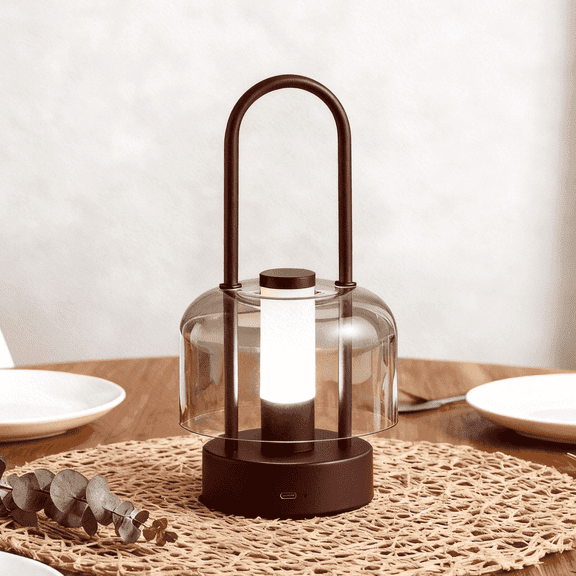 Raykho 3 Color Dimmable Night Light, Touch Control Rechargeable 2400mAh Portable LED Table Lamp for Bedroom Indoor Camping Outdoor Brown