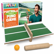 Portable Table Pong Game   Mini Hand-Held Table Tennis Skill Game with Ball for Parties, BBQs, Tailgating & Family Game Night