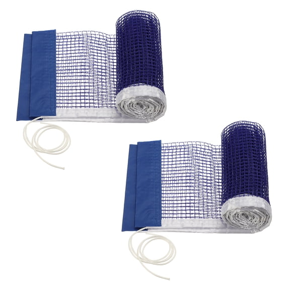 Portable Table Tennis Net, String Tension Ping Pong Net Replacement Accessories 2 Pcs & 71x5.5" & D1 Mesh & Polyethylene & Blue - for (Indoor/Outdoor/Gym)