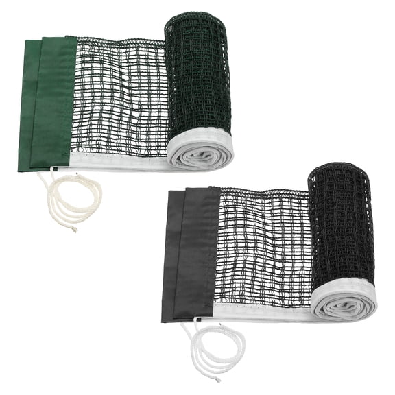 Portable Table Tennis Net, String Tension Ping Pong Net Replacement Accessories 2 Pcs & 71x5.5" & D4 Mesh & Polyester & Green Black - for (Indoor/Outdoor/Gym)