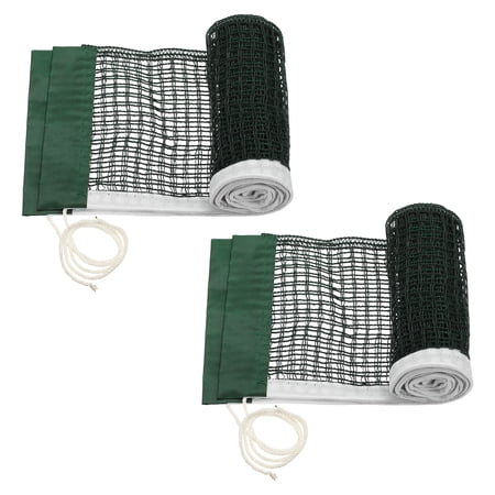 Portable Table Tennis Net, String Tension Ping Pong Net Replacement Accessories 2 Pcs & 71x5.5" & D4 Mesh & Polyester & Green - for (Indoor/Outdoor/Gym)