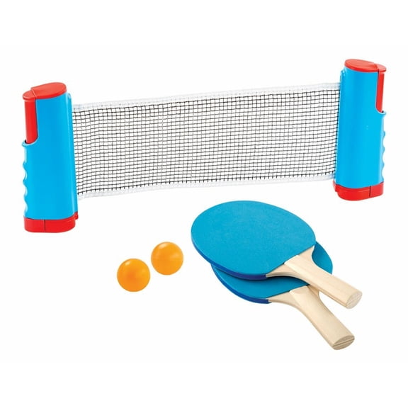 Portable Table Tennis Play Set - 5 Pc Ping Pong Set -Paddle Ball & Retractab Net