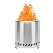 Portable Table Top Fire Pit 8.6" Stainless Steel Mini Outdoor Stove with Stand, Low Smoke Burning Tabletop Firepit Fueled by Pellets or Wood, for Urban & Suburbs Outside Camping