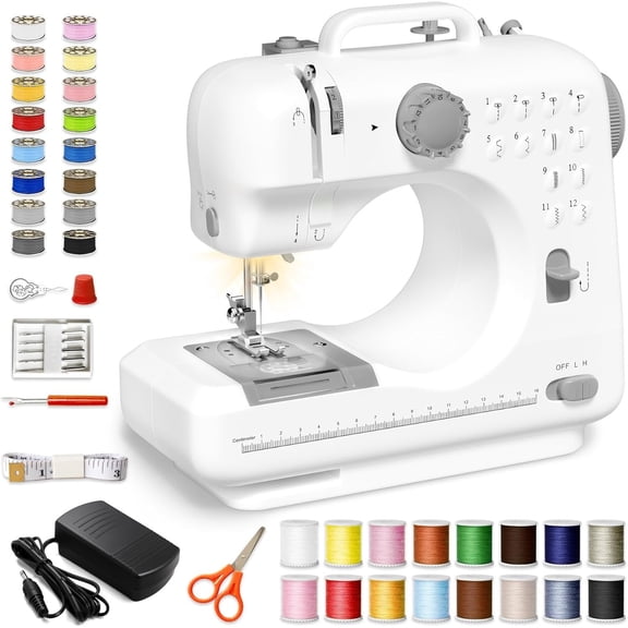 Portable Tabletop Beginner Mini Sewing Machine for Use, Compact and Easy-to-Use Sewing Machine for Quick Repairs, DIY Crafts and Alterations, Giftable Sewing Machine for Beginners (Gray)