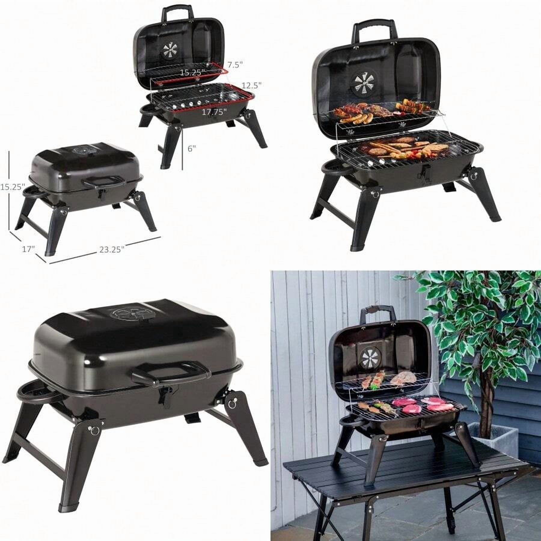 Portable Tabletop Charcoal Grill BBQ Camping Picnic Cooker Air Vent Outdoor