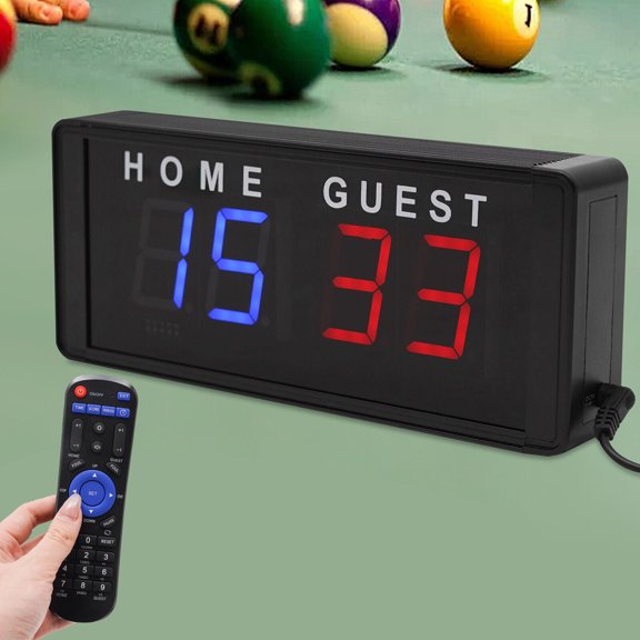 Portable Tabletop Electronic Scoreboard, Mini LED Score Keeper with Remote Control Aluminum Alloy Housing Freestanding or Wall-mounted Scoreboard Black (8.66" x 1.57" x 4.72")