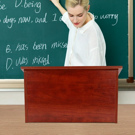 Portable Tabletop Lectern Classroom Presentation Lectern Table Top Lectern 23.75*16 Inches With An Extra Storage Room Brown