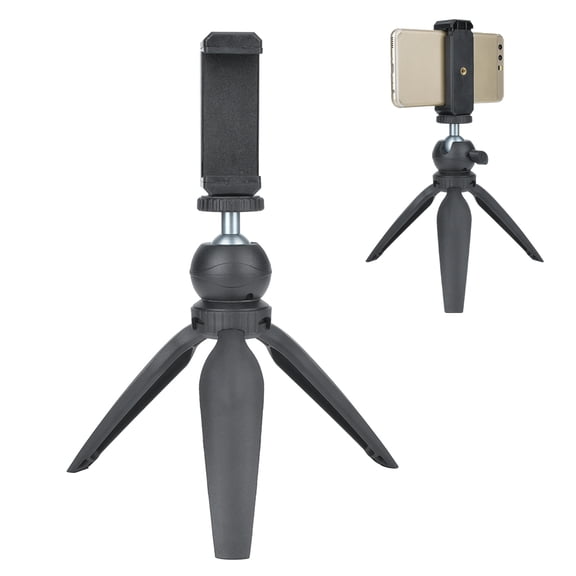 Portable Tabletop Tripod Height Adjustable Mini Camera Stand with Detachable Ball Head and Mobile Phone Clamp for Smartphone and DSLR Cameras, 4-6.3 inches / 10-16 cm