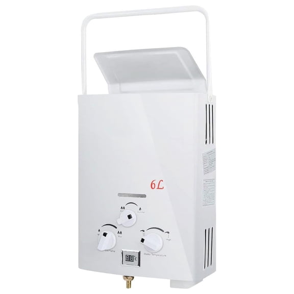 Portable Tankless Water Heater 6L Propane LPG 1.6 GPM Outdoor Digital Hot Water Heater