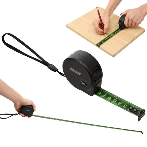 Portable Tape Measure 16 Ft 5m, Carbon Steel Measuring Tape with High Visibility Fluorescent Blade, Heavy Duty ABS Shockproof Rule for Contractors