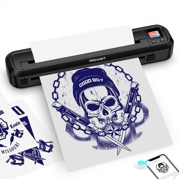 Portable Tattoo Stencil Printer with 1.33" Display Screen, Bluetooth Thermal Transfer Machine with 10 Stencil Paper, Compatible with Phone, PC for Tattoo Beginners & Artists