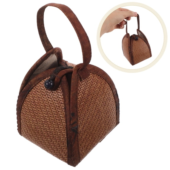 Foxnovo Travel Portable Tea Set Tea Cup Carry Case Light Brown Rattan 1Pack