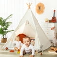 thumbnail image 1 of Portable Teepee Tent for 3-8 Years Kids Toddlers Canvas Playhouse Indoor Outdoor, 1 of 8