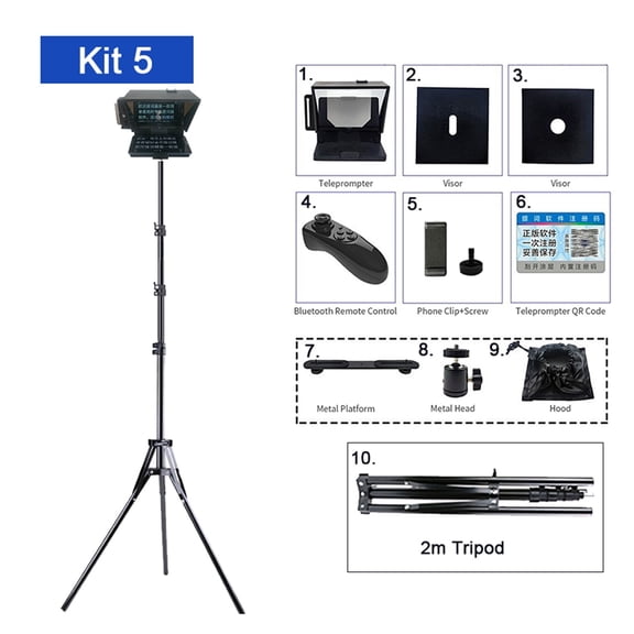 Portable Teleprompter For Smartphone DSLR Recording Live Broadcast Inscriber Teleprompter Artifact Video With Remote Control ,Easy to Setup