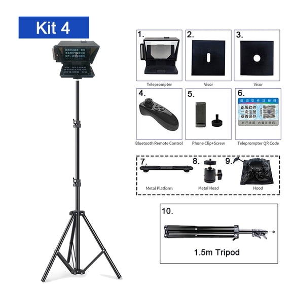 Portable Teleprompter For Smartphone DSLR Recording Live Broadcast Inscriber Teleprompter Artifact Video With Remote Control ,Easy to Setup