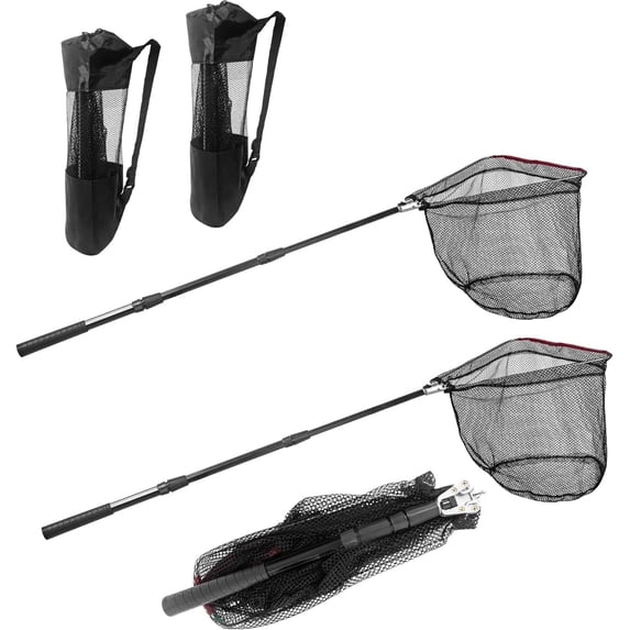 Live Fish Storage Net TONINT Portable Telescopic Fishing Net with Handle and Storage Bag ...