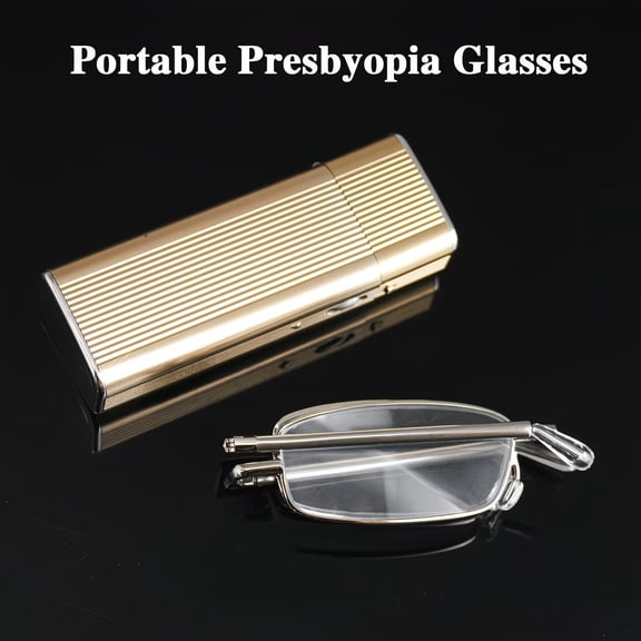 Portable Telescopic Foldable Reading Glasses for Men Women Small Metal Frame