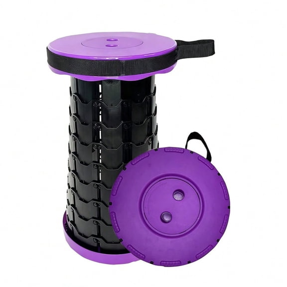 Portable Telescopic Folding Stool with Carry Strap, Height Adjustable Heavy Duty Retractable Travel Stool for Fishing Camping Hiking BBQ Outdoor Activities
