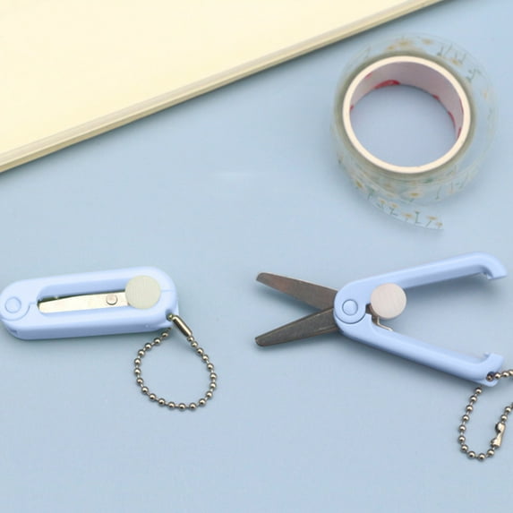 Portable Telescopic Scissors, Folding Compact Scissors, Extendable Stainless Steel Blade Scissors for Travel and Office Use, Lightweight Durable Plastic Handle, Safety Rounded Tips, Multi-Color