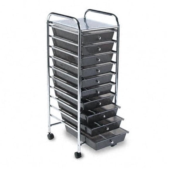 Portable Ten-Drawer Organizer - Smoke Gray - 10 Drawers - Mobile Storage Solution