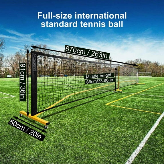 TOHU Portable Tennis Net with 4 Rackets & Court Marker, Ideal for Driveway & Backyard With Wheels