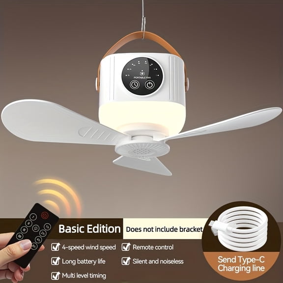 Portable Tent Fan With Triangular Stand & Remote Control, USB Powered, Hanging Hook For Canopy Tent, Aromatherapy Function, Emergency Survival Fan