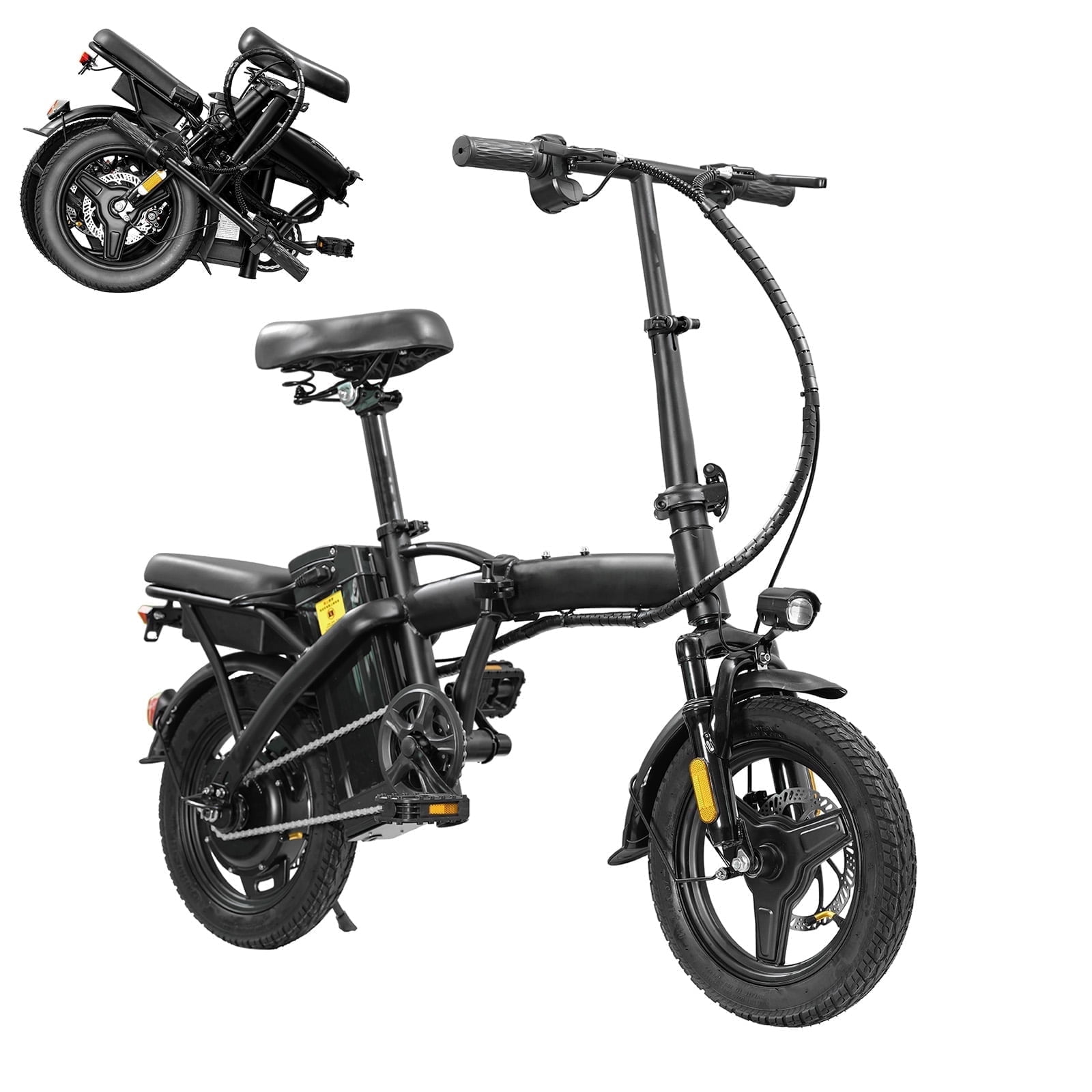 Portable Terrosor T5 Electric Bicycle - 14" Foldable Design, Dual Disc Brakes, 20mph Max Speed, Includes Storage Basket Portable Terrosor T5 Electric Bicycle - 14" Foldable Design, Dual Disc Brakes, 20mph Max Speed, Includes Storage Basket