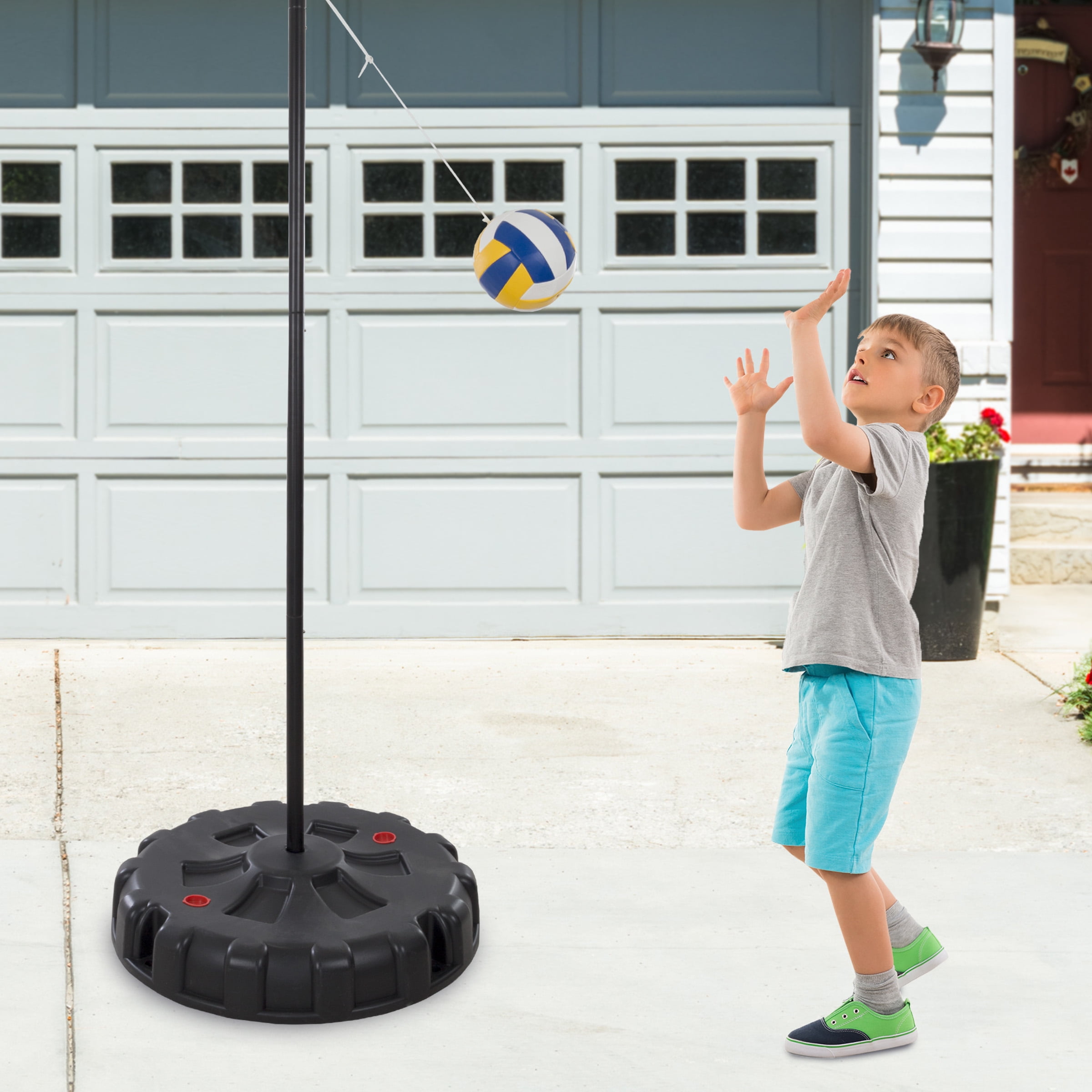 Hey! Play Portable Tetherball Complete Outdoor Game Set with Base Ball/Pump/Cord/Stakes