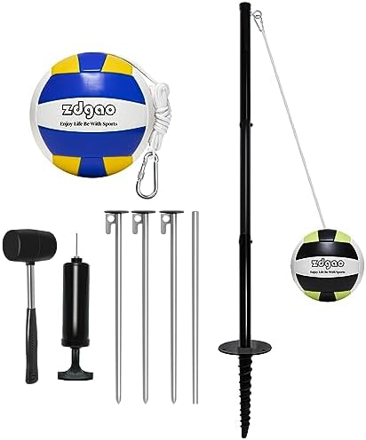 Tetherball Ropes Portable Tetherball Set with 2 Tetherball Ball, Rope and Pole, Heavy ...