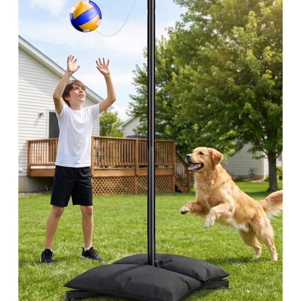 Portable Tetherball Set with Ball and Rope, Adjustable Height Rack with ...